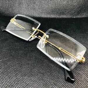 Men Hip Hop Sunglasses Square Rimless‎ Clear Lens Diamond Cut Migos Quevo Style